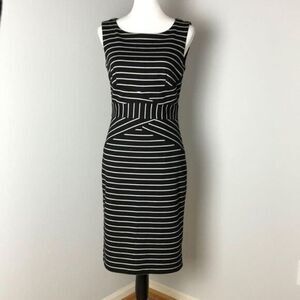 Tribal‎ Black/White Stripped Sleeveless Sheath Dress Sz 2